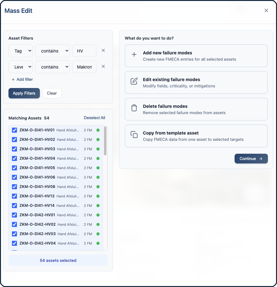 Asset Master Data and Mass Edit