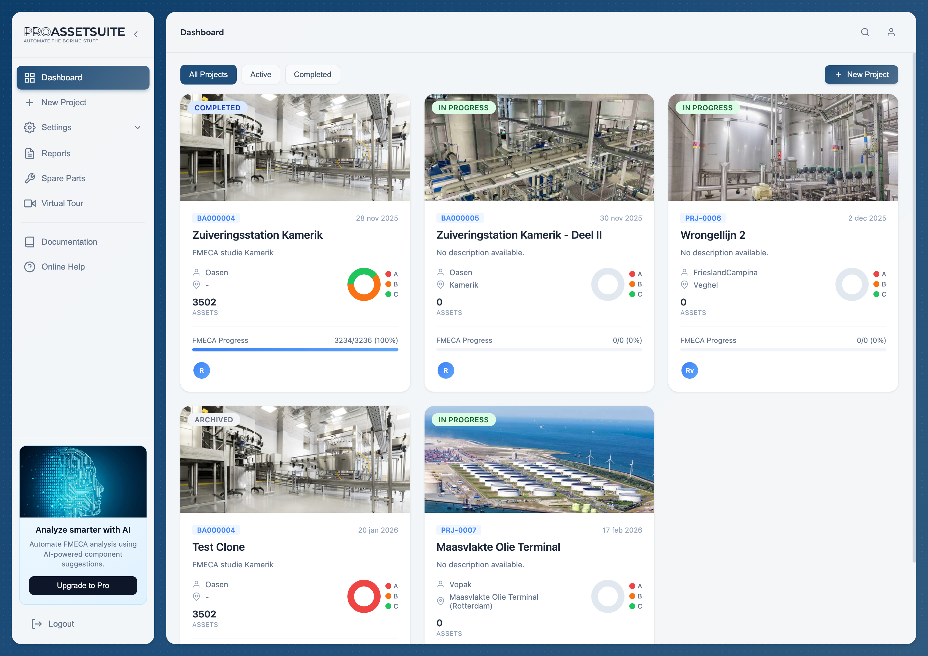 ProAssetSuite Project Dashboard